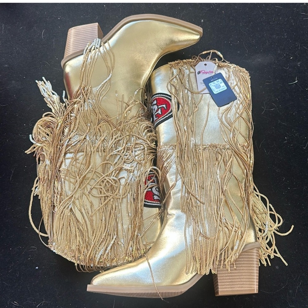 Gold Fringe Western Boots